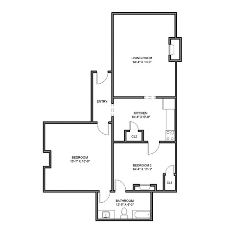 a floor plan of a 1 bedroom floor plan for an open floor plan with a